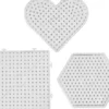 Perleplade Sæt - Hjerte Hexagon Og Firkant - Jumbo - Klar - 6 Stk