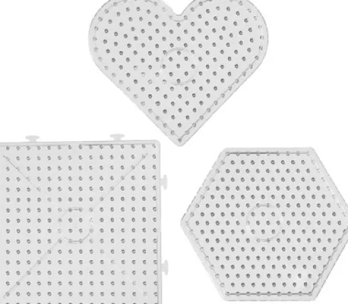 Perleplade Sæt - Hjerte Hexagon Og Firkant - Jumbo - Klar - 6 Stk