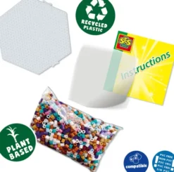 Perler Og Perleplade Sæt - Skovens Dyr - Ses Creative - Green Beedz