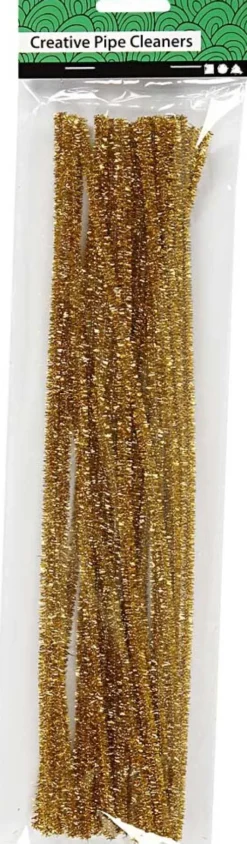 Piberensere - L 30 CM - B 6 MM - Glitter - Guld - 24 Stk