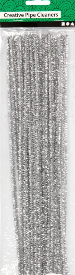 Piberensere - L 30 CM - B 6 MM - Glitter - Sølv - 24 Stk
