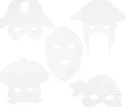Piratmasker - H 16-26 CM - B 17,5-26,5 CM - 230 G - Hvid - 16 Stk