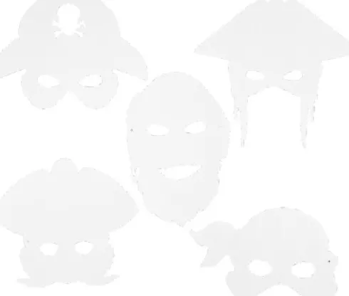 Piratmasker - H 16-26 CM - B 17,5-26,5 CM - 230 G - Hvid - 16 Stk