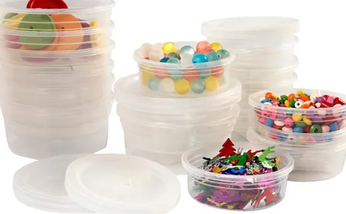 Plastbøtte Med Låg - H 24 MM - Ø 68 MM - 45 ML - 20 Stk