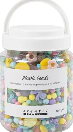 Plastperler - Ø 5-35Mm - Hulstr. 1-8Mm. - Assorterede Farver - 700 ML