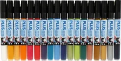 Plus Color Tusch - L 14,5 CM - Tykkelse 1-2 MM - Assorterede Farver - 18 Stk. - 5,5 ML