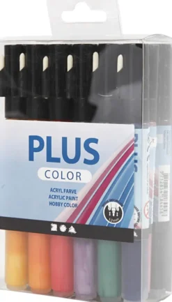 Plus Color Tusch - L 14,5 CM - Tykkelse 1-2 MM - Assorterede Farver - 18 Stk. - 5,5 ML