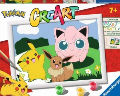 Pokémon - Creart Classics - Mal Efter Tal - Inkl. Maling Og Ramme