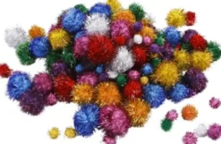 Pomponer - Ø 15-40 MM - Glitter - Stærke Farver - 62 G
