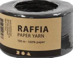 Raffia Papirgarn - B 7-8 MM - Sort - 100 M