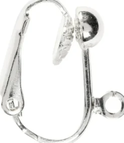 Øreclips - L 16,5 MM - B 1,5 MM - Hulstr. 1,6 MM - Forsølvet - 40 Stk