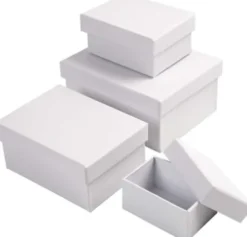 Rektangulære Æsker - H 3,5+4,5+5,5+6,5 CM - Str. 8,5X11,5+11X14 CM - Hvid - 4 Stk