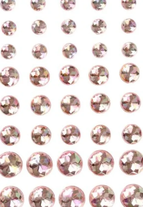 Rhinsten Klistermærker - Selvklæbende - Pink - Str. 6+8+10 MM - 40 Stk