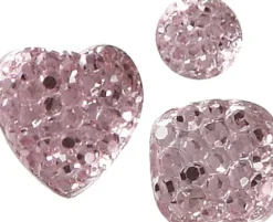 Rhinsten Klistermærker - Selvklæbende - Rund Firkant Hjerte - Rosa - 35 Stk