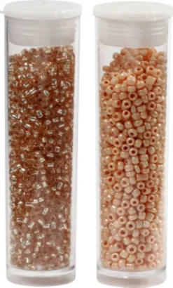 Rocaiperler - Glasperler - Ø 1,7 MM Hul 0,5-0,8 MM - Fersken+Lys Fersken - 2X7 G