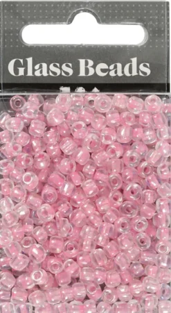 Rocaiperler - Glasperler - Ø 4 MM Hul 0,9-1,2 MM - Rosa Kerne - 25 G