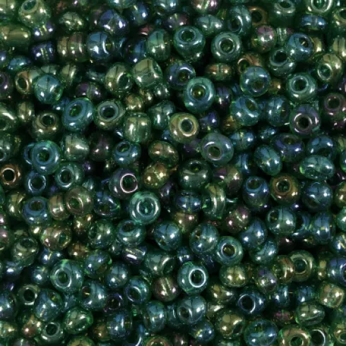 Rocaiperler - Glasperler - Ø 3 MM Hul 0,6-1,0 MM - Grøn Olie - 25 G