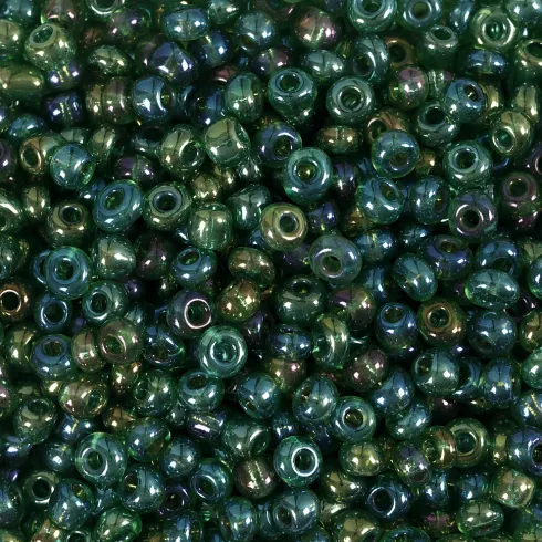 Rocaiperler - Glasperler - Ø 3 MM Hul 0,6-1,0 MM - Grøn Olie - 25 G
