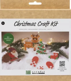 Rør Perler Julepynt DIY Kit - Julesok - Julehjerte - Juletræ Og Rensdyr - Nabbi Biobeads