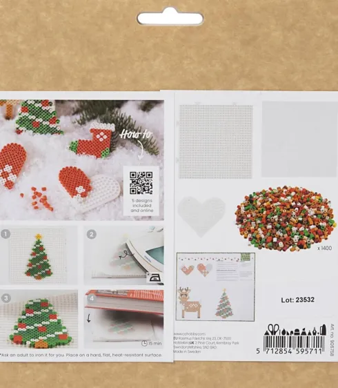 Rør Perler Julepynt DIY Kit - Julesok - Julehjerte - Juletræ Og Rensdyr - Nabbi Biobeads