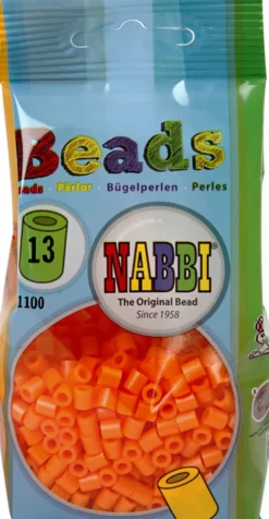 Rør Perler Til Perleplader - Medium - Klar Orange - 1100 Stk. - Nabbi