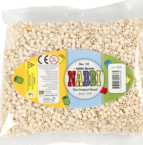 Rør Perler Til Perleplader - Medium - Lys Beige - 6000 Stk. - Nabbi