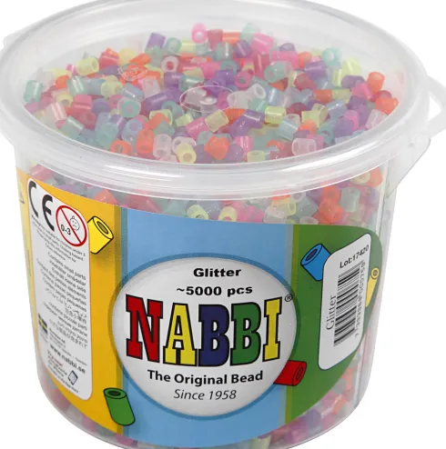 Rør Perler Til Perleplader - Medium - Glitterfarver - 5000 Stk. - Nabbi