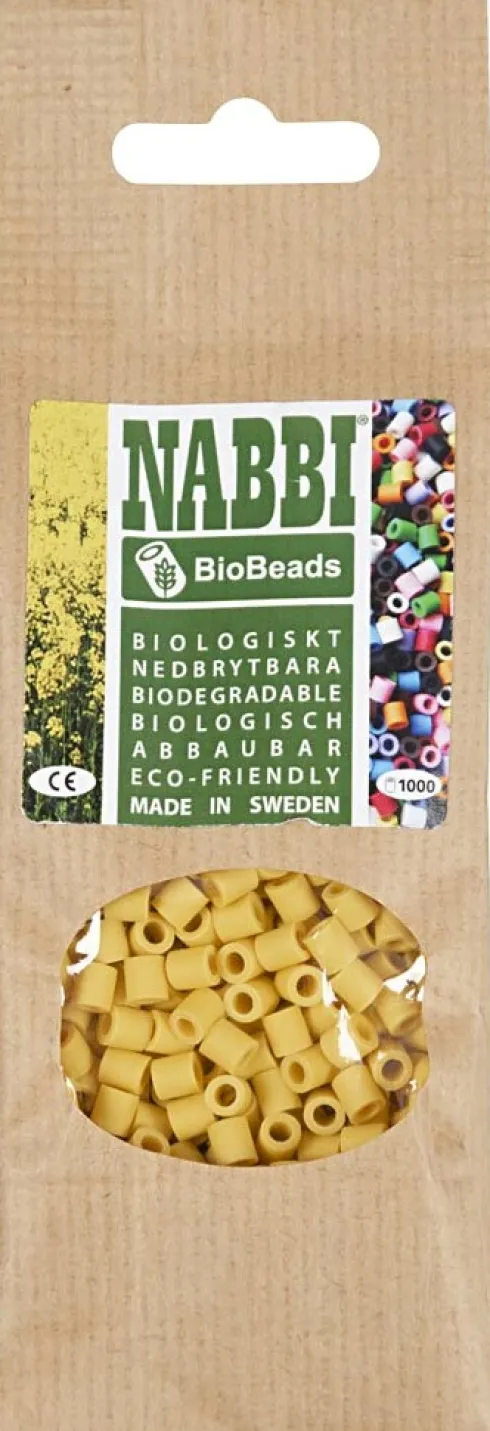 Rør Perler Til Perleplader - Medium - Gul - 1000 Stk. - Nabbi Biobeads