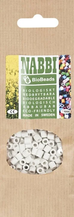 Rør Perler Til Perleplader - Medium - Hvid - 1000 Stk. - Nabbi Biobeads