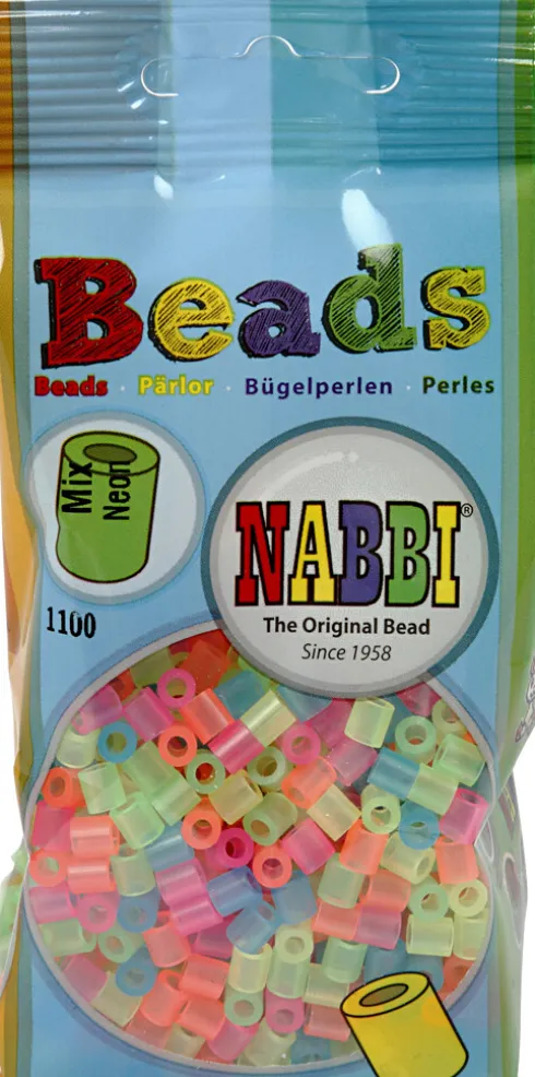 Rør Perler Til Perleplader - Medium - Neonfarver - 1100 Stk. - Nabbi