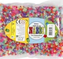 Rør Perler Til Perleplader - Medium - Glitterfarver - 6000 Stk. - Nabbi