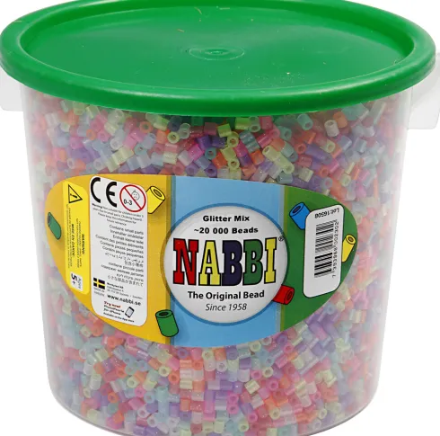 Rør Perler Til Perleplader - Medium - Glitterfarver - 20000 Stk. - Nabbi