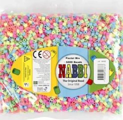 Rør Perler Til Perleplader - Medium - Pastelfarver - 6000 Stk. - Nabbi