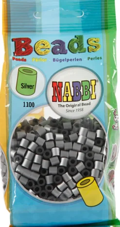 Rør Perler Til Perleplader - Medium - Sølv - 1100 Stk. - Nabbi