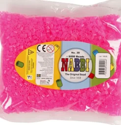 Rør Perler Til Perleplader - Medium - Rosa Neon - 6000 Stk. - Nabbi