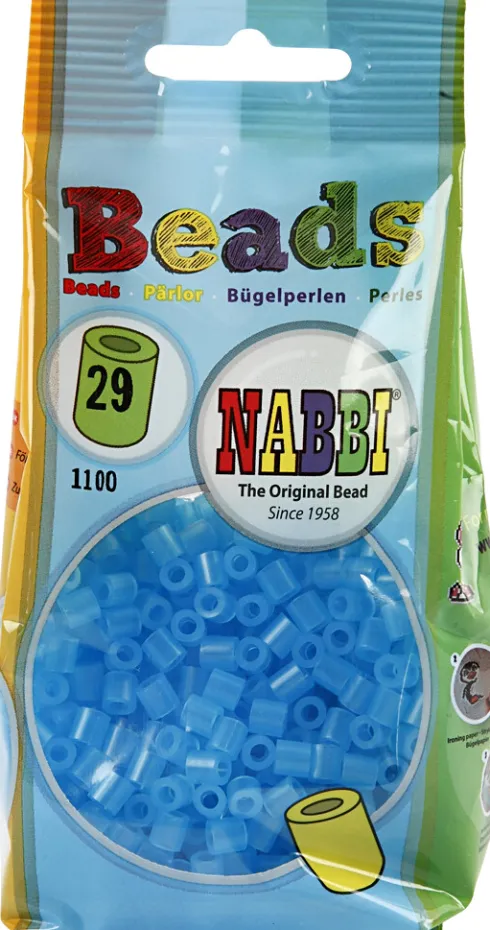 Rør Perler Til Perleplader - Medium - Blå Neon - 1100 Stk. - Nabbi