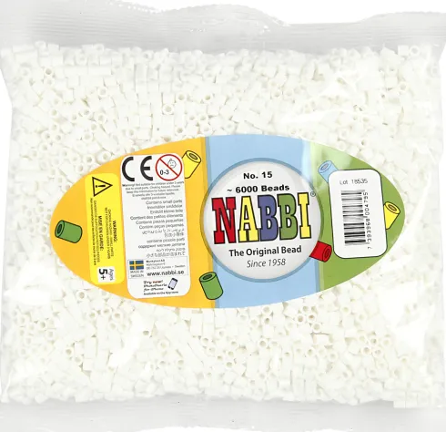 Rør Perler Til Perleplader - Medium - Hvid - 6000 Stk. - Nabbi