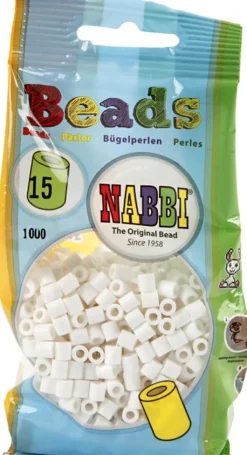 Rør Perler Til Perleplader - Medium - Hvid - 1100 Stk. - Nabbi