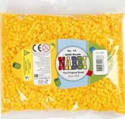 Rør Perler Til Perleplader - Medium - Gul - 6000 Stk. - Nabbi
