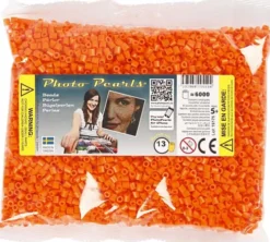 Rør Perler Til Perleplader - Medium - Klar Orange - 6000 Stk. - Nabbi