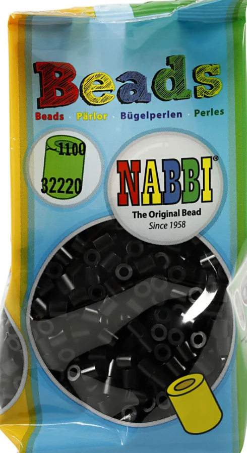 Rør Perler Til Perleplader - Medium - Sort - 1100 Stk. - Nabbi