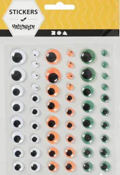 Rulleøjne - Ø 6+8+10+12+15 MM - Grøn - Orange - Hvid - 1 Ark - 54 Stk
