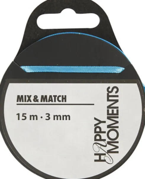Satinbånd - B 3 MM - Lyseblå - 15 M