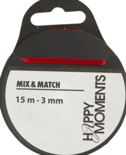 Satinbånd - B 3 MM - Vinrød - 15 M