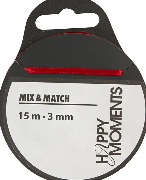 Satinbånd - B 3 MM - Vinrød - 15 M