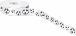 Satinbånd Med Fodbolde - 25 MM - 20 Meter - Grøn