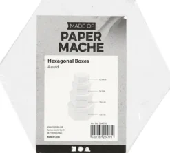 Sekskantede Æsker - H 4+5+6+7 CM - Ø 6,5+8+10+12 CM - Hvid - 4 Stk