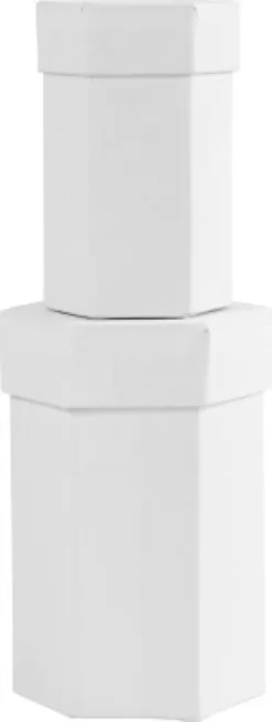 Sekskantede Æsker - H 7+9 CM - Str. 4,5+6 CM - Hvid - 2 Stk