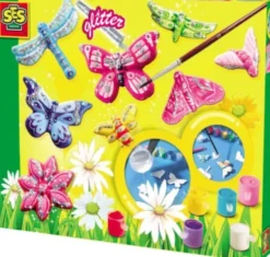 Ses Creative - Støb Og Mal Sæt Til Børn - Sommerfugle Med Glitter