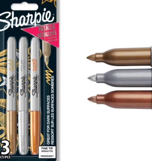 Sharpie - Metallic Permanente Markers - Guld/Sølv/Bronze - 3 Stk